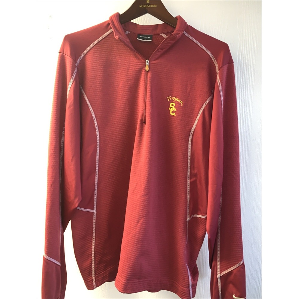 Nike Dri-Fit USC SC Trojans Pullover 1/4 Zip Athletic Sweater Shirt Men's Medium